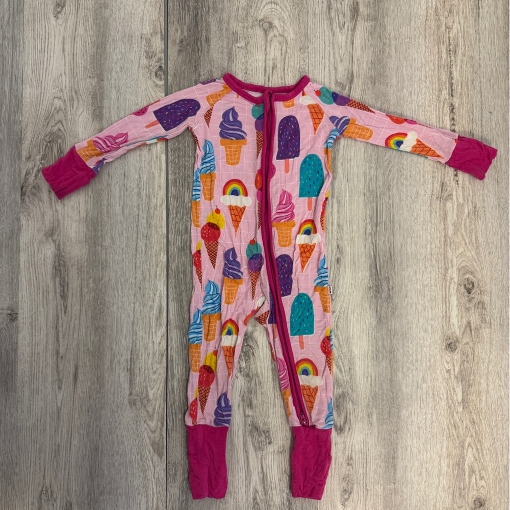 Little Sleepies Pink and Purple Footies Rainbow Ice Cream  Pajamas